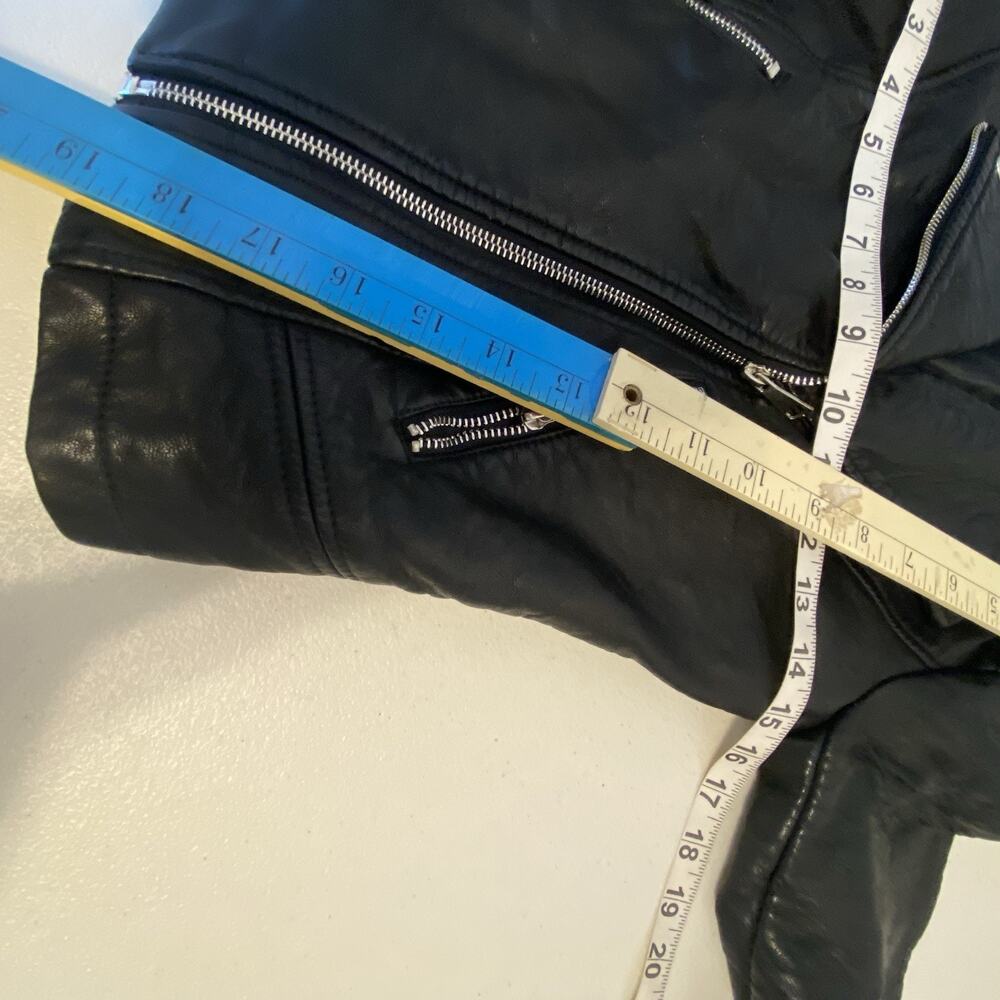 Charlotte Russe XS Black Faux Leather Biker Jacket Jacket Zip Up Punks Grudge - Picture 7 of 11
